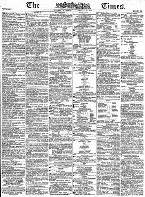 Exemplaire du Times du 5 février 1902