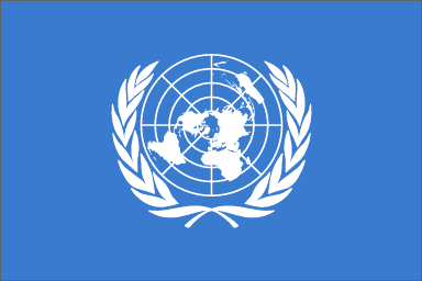 Drapeau de l'ONU et son double rameau d'olivier